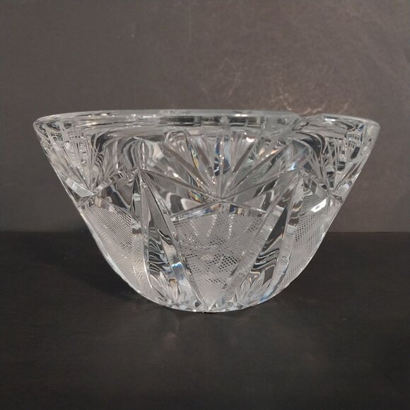Vintage Cut Crystal Ornate Clear Glass Ashtray Heavy - Picture 3 of 8